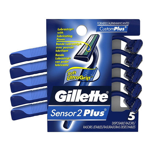 Gillette Sensor2 Plus Soft Ultragrip Mens Disposable Razors, 5 Ea